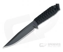 M. Strider Knives WP Hand Ground Clip Point Black PSF27 Black Paracord