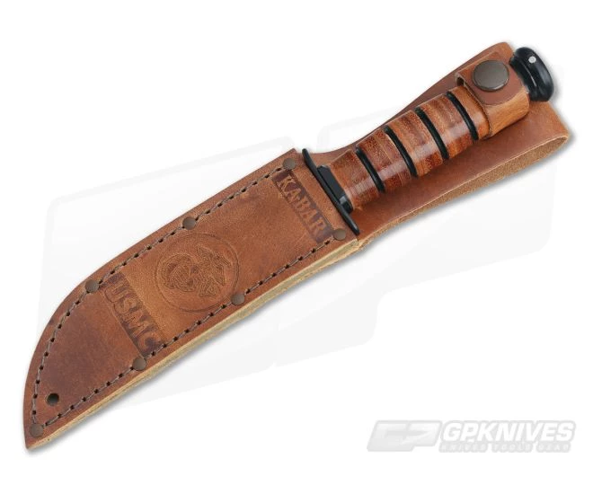 Kabar USMC Short Serrated Knife Leather Handle 1252 2 Kabar USMC Short Serrated Knife Leather Handle 1252 - Image 2