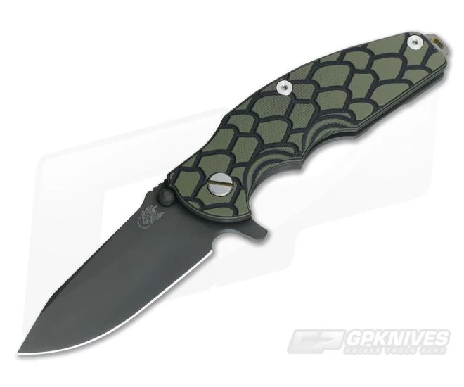 Hinderer Knives Jurassic Black DLC 3.25" Green/Black G10 SpearPoint 1 Hinderer Knives Jurassic Black DLC 3.25" Green/Black G10 SpearPoint