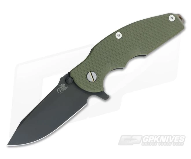 Hinderer Knives Jurassic Black DLC 3.25" OD Green XM G10 SpearPoint 1 Hinderer Knives Jurassic Black DLC 3.25" OD Green XM G10 SpearPoint
