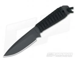 M. Strider Knives WP Hand Ground Spear Point Black ATS-34 Paracord Wrap 050
