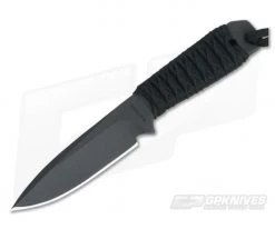 M. Strider Knives WP Hand Ground Spear Point Black ATS-34 Paracord Wrap 051