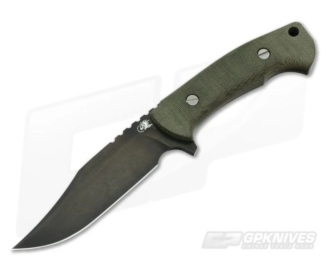 Hinderer Ranch Bowie Black Stonewash DLC CPM-3V Green Micarta Fixed Blade 1 Hinderer Ranch Bowie Black Stonewash DLC CPM-3V Green Micarta Fixed Blade