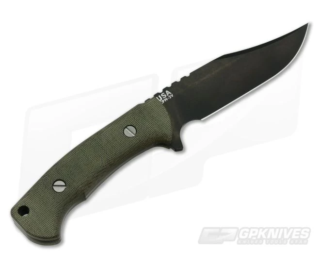 Hinderer Ranch Bowie Black Stonewash DLC CPM-3V Green Micarta Fixed Blade 3 Hinderer Ranch Bowie Black Stonewash DLC CPM-3V Green Micarta Fixed Blade - Image 3