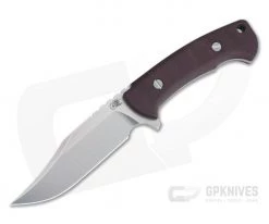 Hinderer Ranch Bowie Stonewashed CPM-3V Burgundy Micarta Fixed Blade