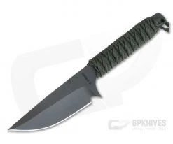 M. Strider Knives WP Hand Ground Spear Point Black PSF27 Green Paracord