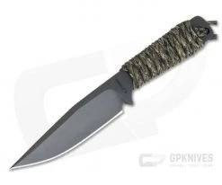 M. Strider Knives WP Hand Ground Clip Point Black PSF27 Camo Paracord