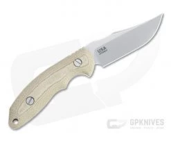 Hinderer Emmett Bowie Stonewashed 20CV Natural Micarta Fixed Blade 1279 -Camping Knives best sale 1279 3