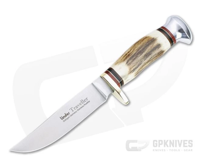 Linder Knives Traveller II Bowie Stag Handle Fixed Blade 190111 1 Linder Knives Traveller II Bowie Stag Handle Fixed Blade 190111