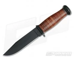 Kabar Mark I 1095 Cro-Van Stacked Leather USN Knife 2225