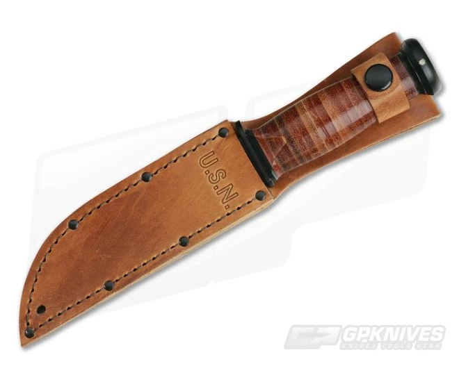 Kabar Mark I 1095 Cro-Van Stacked Leather USN Knife 2225 2 Kabar Mark I 1095 Cro-Van Stacked Leather USN Knife 2225 - Image 2