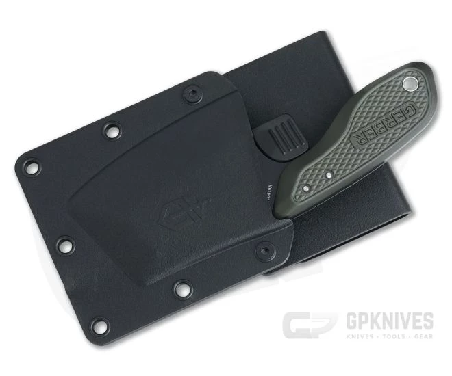 Gerber Tri-Tip Mini Cleaver Fixed Blade Stonewashed Black Green 30-001694 2 Gerber Tri-Tip Mini Cleaver Fixed Blade Stonewashed Black Green 30-001694 - Image 2