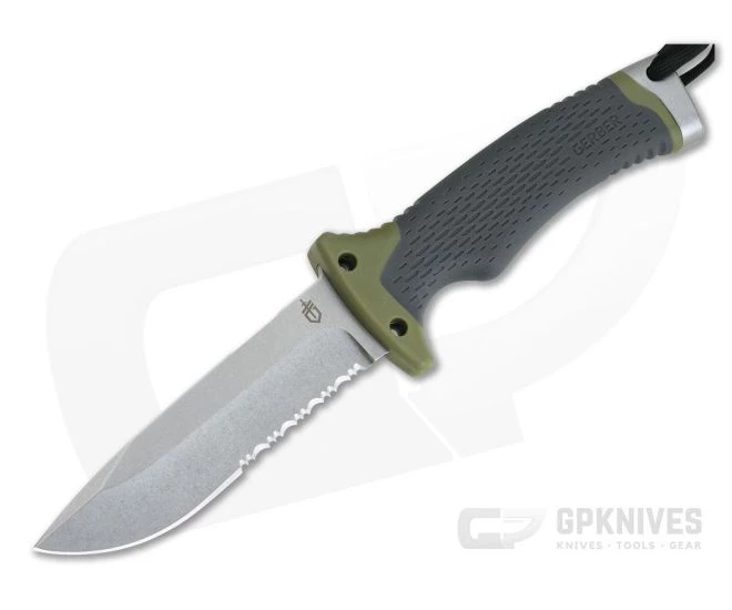 Gerber Ultimate Fixed Blade Stonewashed Partially Serrated Multi-Purpose Fixed Blade Knife 30-001829 1 Gerber Ultimate Fixed Blade Stonewashed Partially Serrated Multi-Purpose Fixed Blade Knife 30-001829