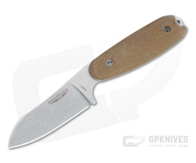 Bradford Guardian3.5 Sheepsfoot Stonewashed M390 3D Natural Micarta Fixed Blade 1 Bradford Guardian3.5 Sheepsfoot Stonewashed M390 3D Natural Micarta Fixed Blade