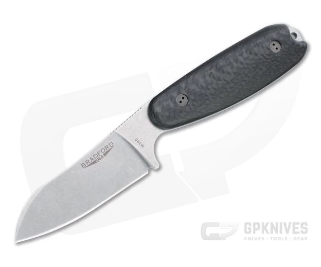 Bradford Guardian3.5 Sheepsfoot Stonewashed M390 3D Carbon Fiber Fixed Blade 1 Bradford Guardian3.5 Sheepsfoot Stonewashed M390 3D Carbon Fiber Fixed Blade