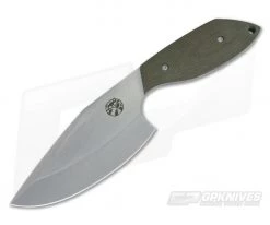 Trash Panda Knives Panda-1 Stonewashed CPM-3V Fixed Blade Green Canvas Micarta