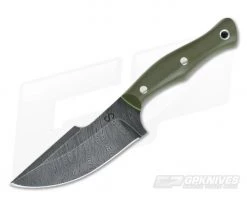 Olamic Cutlery Compact Hunter OD Green G10 HCVD Damascus Harpoon