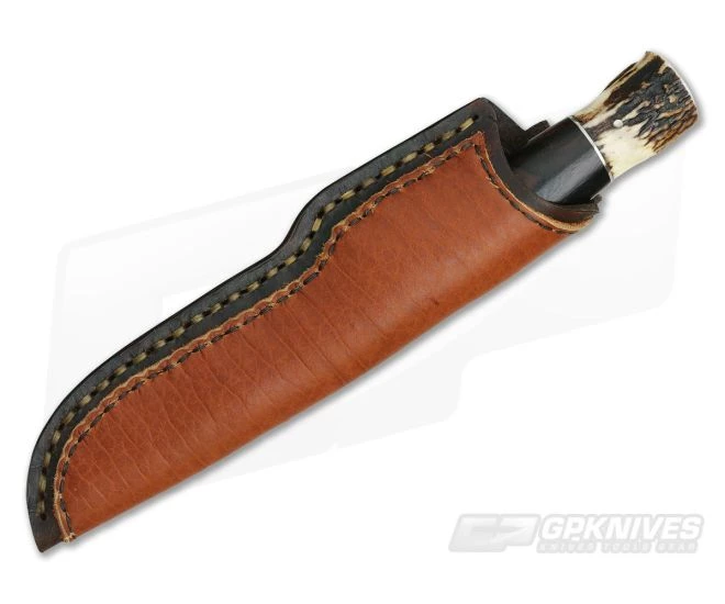 Burr Oak Custom Camp Knife Bold Twist Damascus Ironwood and Stag 2 Burr Oak Custom Camp Knife Bold Twist Damascus Ironwood and Stag - Image 2