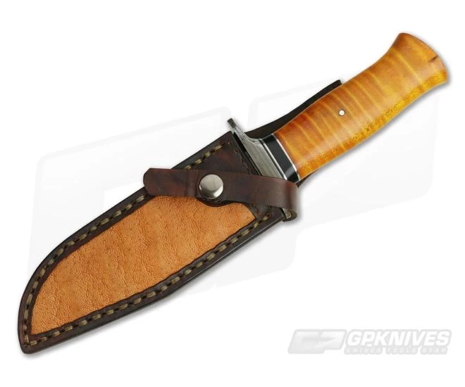 Burr Oak Custom Fighter Bold Twist Damascus Dyed and Stabilized Maple 2 Burr Oak Custom Fighter Bold Twist Damascus Dyed and Stabilized Maple - Image 2