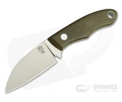 Tom Krein Custom Micro Chef Green Canvas Micarta Satin D2 EDC Fixed Blade