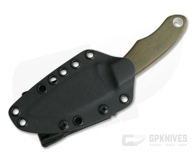 Tom Krein Custom Micro Chef Green Canvas Micarta Satin D2 EDC Fixed Blade 2 Tom Krein Custom Micro Chef Green Canvas Micarta Satin D2 EDC Fixed Blade - Image 2