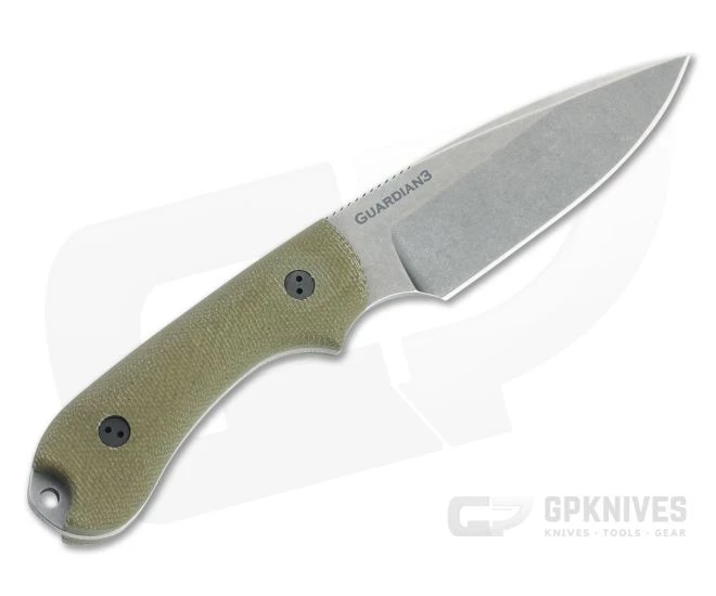 Bradford Guardian3 False Edge GPK Exclusive Stonewashed Rex 45 3D Green Micarta Fixed Blade 3 Bradford Guardian3 False Edge GPK Exclusive Stonewashed Rex 45 3D Green Micarta Fixed Blade - Image 3
