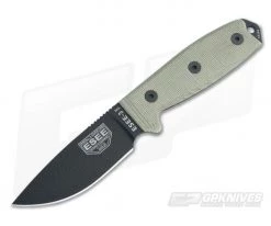 ESEE 3MIL Black Plain Blade Canvas Micarta Black Sheath with MOLLE Back