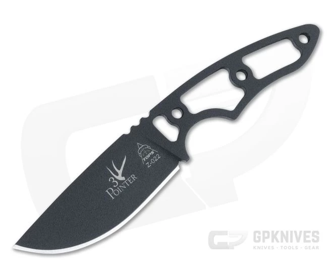 TOPS Knives 3 Pointer Black 1095 Skeletonized EDC Hunter Neck Knife 3PR-03 1 TOPS Knives 3 Pointer Black 1095 Skeletonized EDC Hunter Neck Knife 3PR-03