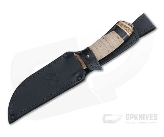 Olamic Cutlery Voykar HT Stacked Birch Bronze Fittings Damascus Fixed Blade 2 Olamic Cutlery Voykar HT Stacked Birch Bronze Fittings Damascus Fixed Blade - Image 2