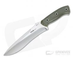 Mike Irie TFK Tactical Field Knife Green Canvas Micarta Satin S30V Fixed Blade 4282