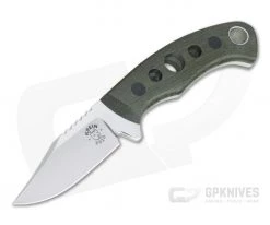 Tom Krein Custom Pocket Bowie Green Linen Micarta Satin Nitro-V Fixed Blade 4333