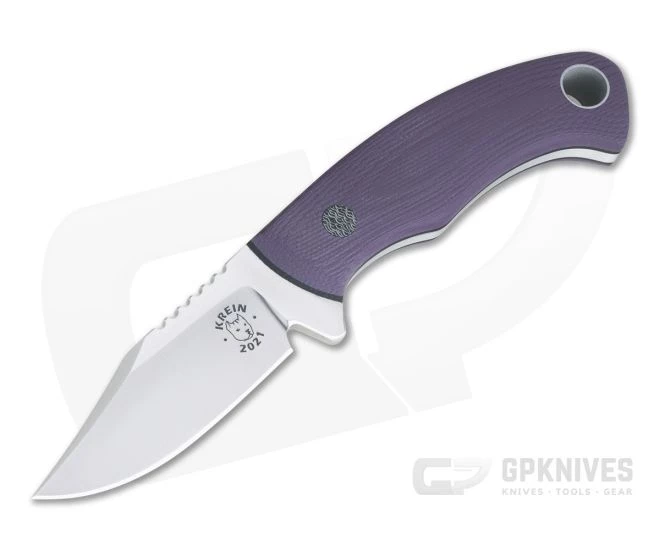 Tom Krein Custom Pocket Bowie Blasted Purple G10 Satin Nitro-V Fixed Blade 1 Tom Krein Custom Pocket Bowie Blasted Purple G10 Satin Nitro-V Fixed Blade