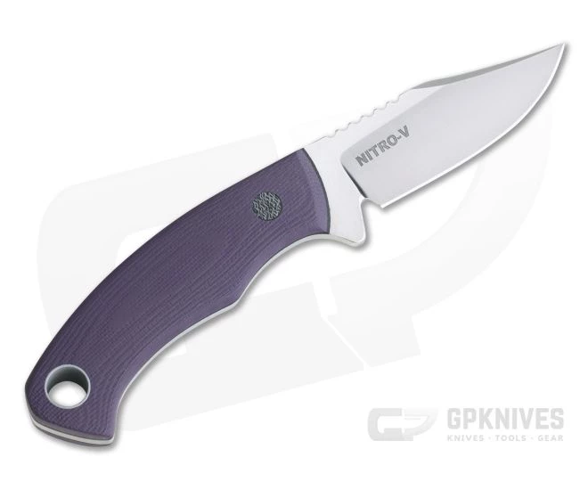 Tom Krein Custom Pocket Bowie Blasted Purple G10 Satin Nitro-V Fixed Blade 3 Tom Krein Custom Pocket Bowie Blasted Purple G10 Satin Nitro-V Fixed Blade - Image 3