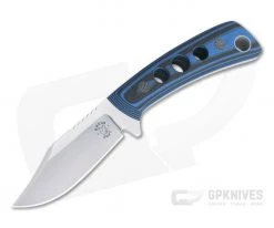 Tom Krein Custom TK-4 Mini-Bowie Hole Milled Blue/Black G10 Satin Nitro-V Fixed Blade 4401