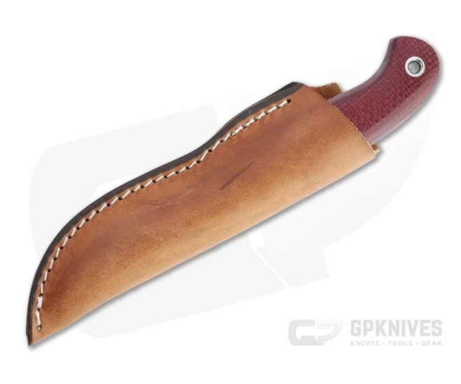 Mike Irie Model 110 Drop Point CPM-154 Red Burlap Micarta Fixed Blade 4742 2 Mike Irie Model 110 Drop Point CPM-154 Red Burlap Micarta Fixed Blade 4742 - Image 2