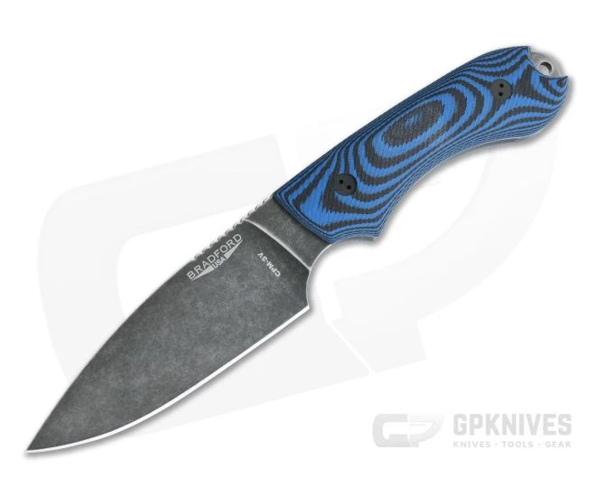 Bradford Knives Guardian4 Full Flat Grind 3D Blue/Black G10 Nimbus 3V Fixed Blade Knife 1 Bradford Knives Guardian4 Full Flat Grind 3D Blue/Black G10 Nimbus 3V Fixed Blade Knife