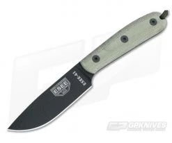 ESEE 4HM-B Black Plain Edge Rounded Handle Brown Leather Sheath