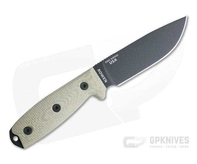 ESEE 4 Black Blade 3D Green Canvas Micarta Handles Fixed Blade 4PB-017 3 ESEE 4 Black Blade 3D Green Canvas Micarta Handles Fixed Blade 4PB-017 - Image 3