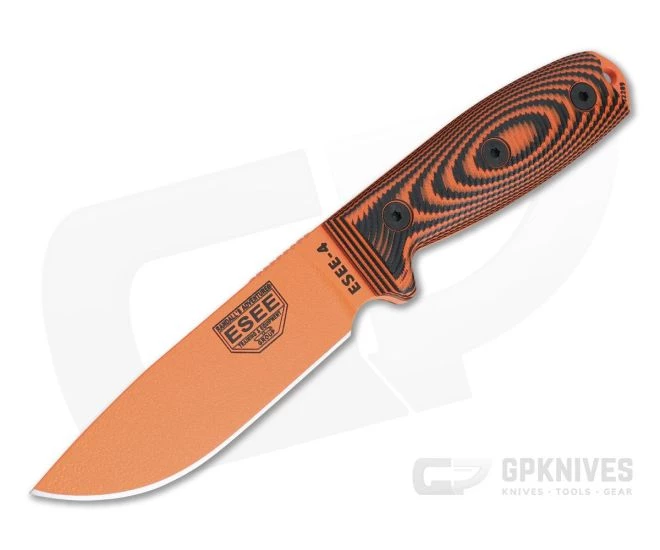 ESEE 4 Orange Blade 3D Orange/Black G10 Handles Fixed Blade 4POR-006 1 ESEE 4 Orange Blade 3D Orange/Black G10 Handles Fixed Blade 4POR-006