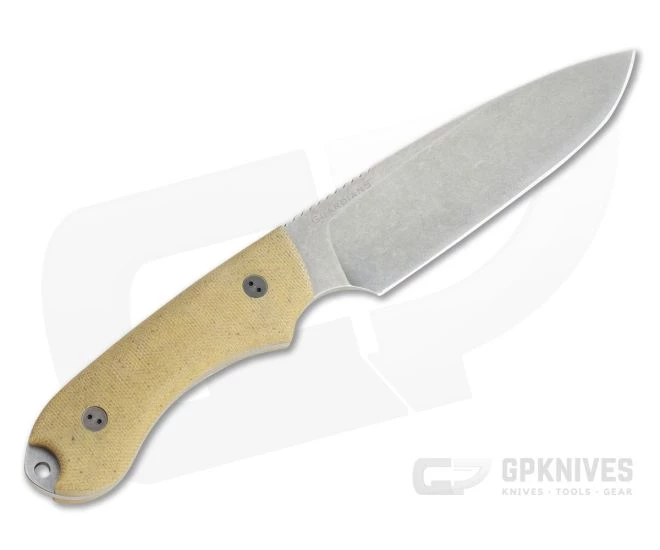Bradford Guardian5 Sabre Ground Stonewashed 3V 3D Natural Canvas Micarta Fixed Blade 3 Bradford Guardian5 Sabre Ground Stonewashed 3V 3D Natural Canvas Micarta Fixed Blade - Image 3