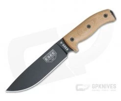 ESEE 6 Black Blade 3D Natural Canvas Micarta Handles Fixed Blade 6PB-011