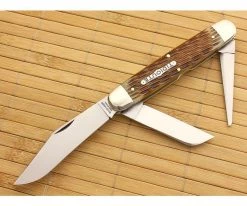 Tidioute #98 Texas Cattle Knife Amber Jig Bone