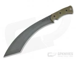 TOPS A-Klub Amanda Kaye Tungsten 1095 Green Canvas Micarta Kukuri Fixed Blade AKLB-02