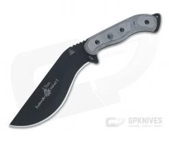 TOPS Knives Bushcrafter Kukuri 7.0 Black 1095 Black Linen Micarta Fixed Blade BKUK-01