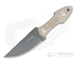 GiantMouse GMF3-P Stonewashed Black PVD N690Co Natural Micarta Coffin Handled Fixed Blade Knife