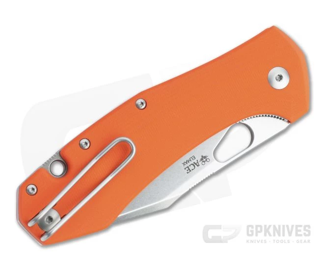 GiantMouse ACE Grand Orange G10 Stonewashed Elmax Liner Lock Folder 2 GiantMouse ACE Grand Orange G10 Stonewashed Elmax Liner Lock Folder - Image 2