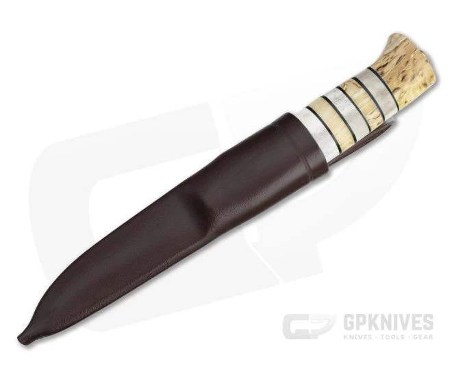 Helle Knives Arv Laminated Stainless Stacked Curly Birch Staghorn Fixed Blade Knife 2 Helle Knives Arv Laminated Stainless Stacked Curly Birch Staghorn Fixed Blade Knife - Image 2