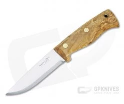 Helle Knives Temagami CA Les Stroud Carbon Steel Curly Birch Semi Full Tang Fixed Blade Knife