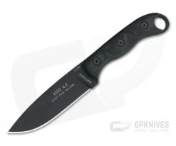 TOPS Knives HOG 4.5 Black Micarta 1095 Leather Sheath HOG-45