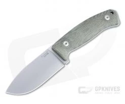 LionSteel M2M Satin M390 Green Canvas Micarta Fixed Blade Knife